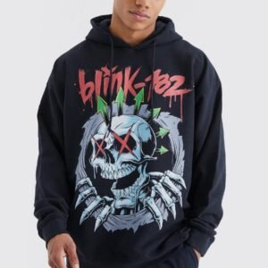 oversized blink 182 skeleton license hoodie