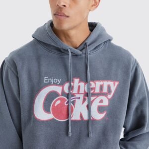 oversized cherry coke wash license hoodie
