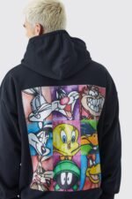 oversized looney tunes characters license hoodie