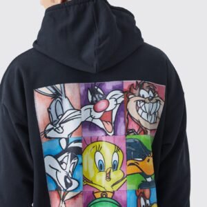 oversized looney tunes characters license hoodie