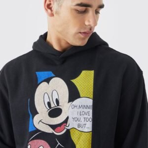 oversized mickey mouse love license hoodie