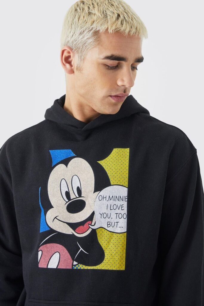 oversized mickey mouse love license hoodie